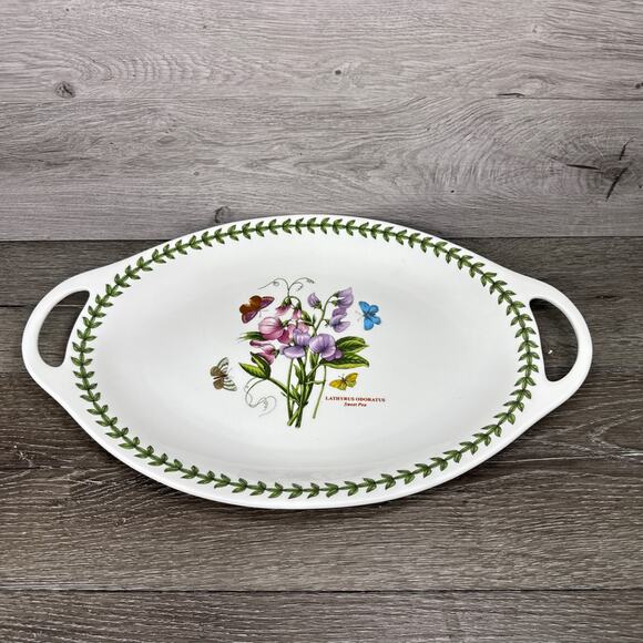 Portmeirion Botanic Garden Platter Handled Sweet Pea 18x12” - Picture 1 of 10